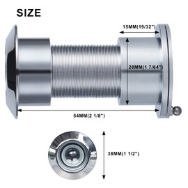 Earl Diamond - Security Peek Peep Holes for Front Door, Solid Brass 220-Degree Door Viewer Peephole with Heavy Duty Rotating Privacy Cover for 1-21/32" to 2-1/8" Doors for Home Office Hotel, Chrome