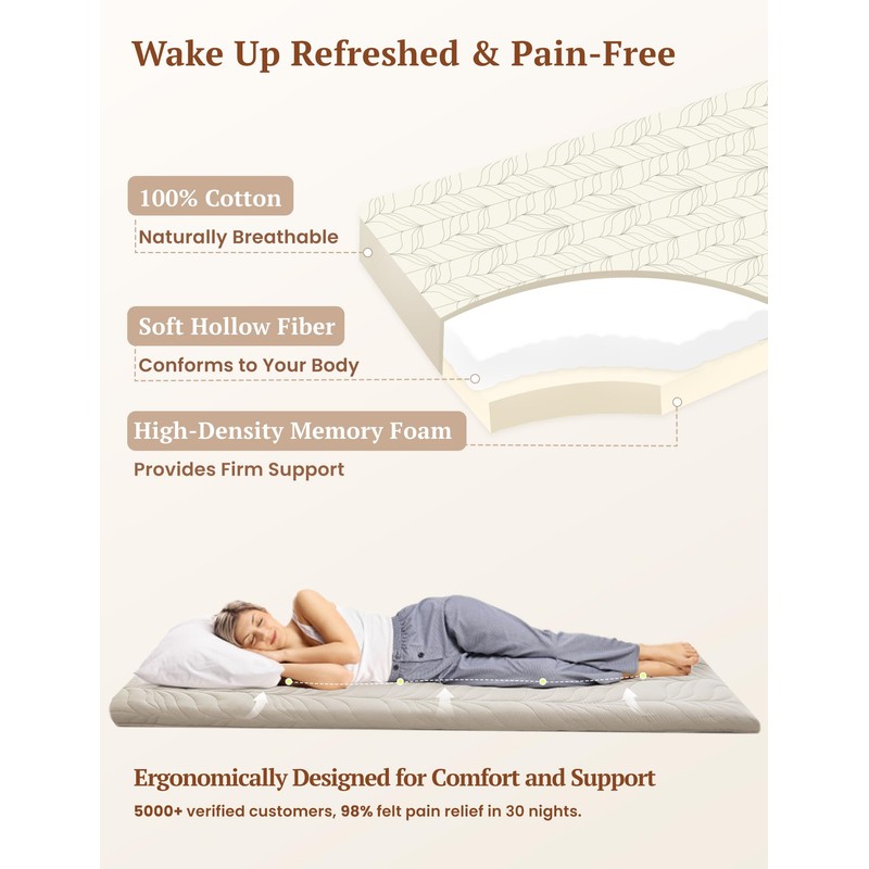 ZonLi Japanese Floor Mattress Futon Mattress Queen Size, Thicken Roll