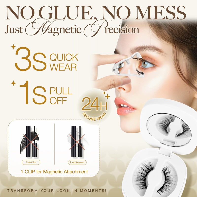 LASHVIEW Magnetic Eyelashes Natural Look, Reusable Manga Magnetic Lashes Kit
