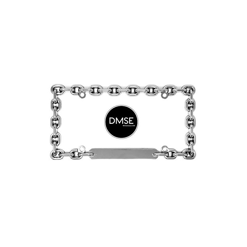 DMSE Chain Link Universal Design Metal Round License Plate Frame