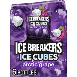 ICE BREAKERS Ice Cubes Arctic Grape Sugar Free Chewing Gum Bottles, 3.24 oz (6 Count, 40 Pieces)