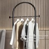 Freestanding Clothing Rack with Marble Base,Modern Black Arch Garment Rack