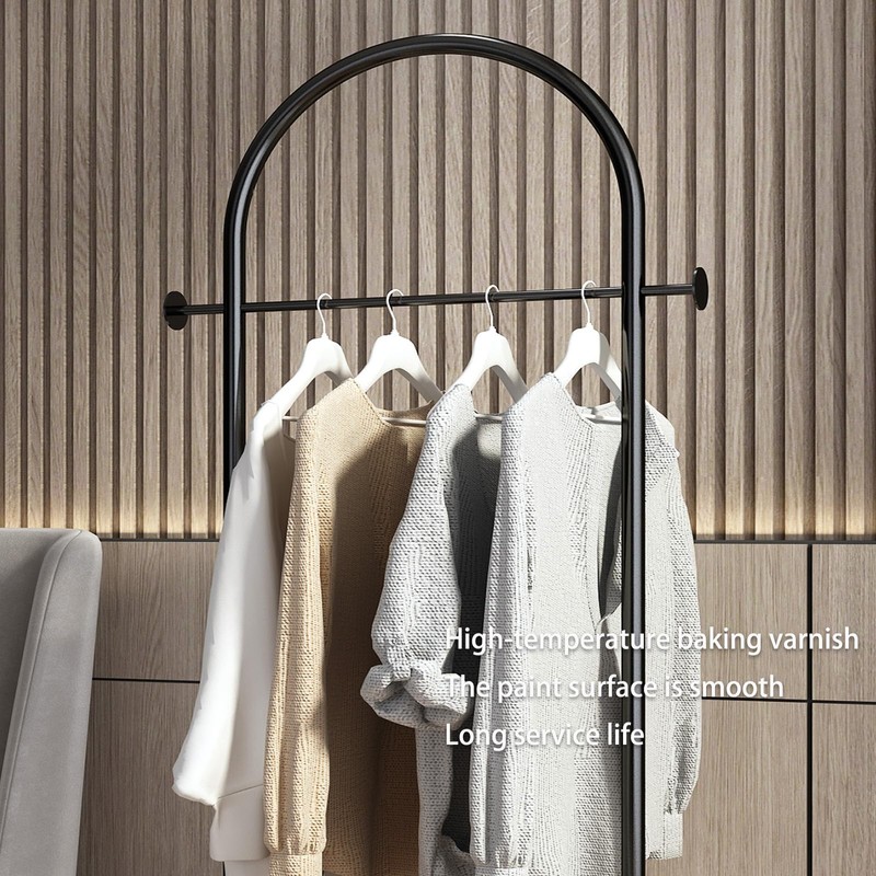 Freestanding Clothing Rack with Marble Base,Modern Black Arch Garment Rack
