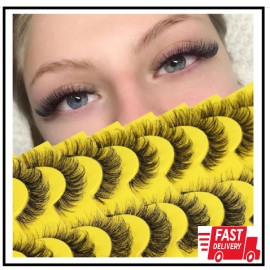 zanlufly False Eyelashes Russian Strip Lashes D Curl Wispy Natural Look Faux Mink Lashes
