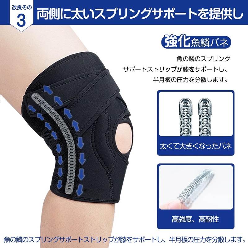 MAQKON 膝サポーター ひざ専用 半月板 通気性 登山/ゴルフ/テニス/バドミントン/ランニング 日常生活 高齢者 左右兼用 サイドバネ