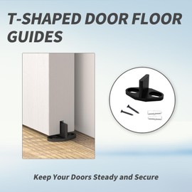 4Pack Black Floor Guide for Sliding Barn Door Hardware T Shape Guides Floor Mounted Easy Installation Bottom Track Guides for Barn Bypass Pocket and Closet Doors
