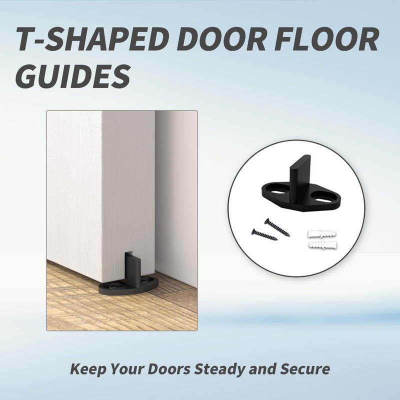 4Pack Black Floor Guide for Sliding Barn Door Hardware T