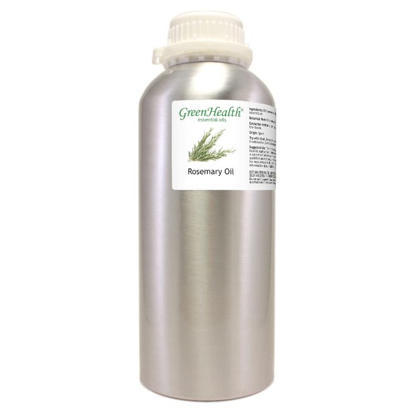 Rosemary Essential Oil – 32 fl oz (946 ml) Aluminum Bottle w/Plug Cap – 100% Pure – GreenHealth