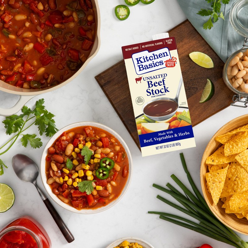 Kitchen Basics Unsalted Beef Stock, 32 oz (Pack of 12)