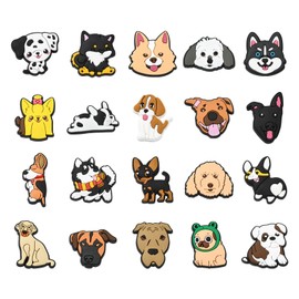 Ipotkitt 40pcs 20 Styles Dog Themed PVC Plastic Cabochons Cartoon Pet Embellishments Animal Flat Back Charms for DIY Shoe Necklace Keychain Jewelry Making