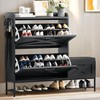 DWVO Farmhouse Shoe Cabinet Bench with 2 Flip Drawers for