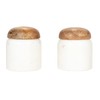 Creative Co-Op Marble and Mango Wood Pinch Pot with Lid,