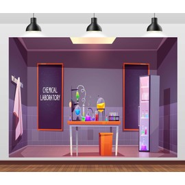 CORFOTO 9x6ft Chemical Laboratory Backdrop Science Birthday Party Backdrop Mad Science Fun Scientist Birthday Party Supplies Decor Science Research Banner Photo Booth