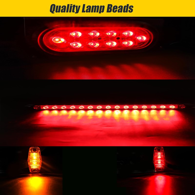 EXERAUO 6 Inch Oval Led Trailer Lights Kit with Mounting
