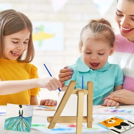 SwirlColor Canvas for Painting, 10 x 10 cm, White Blank Canvas for Drawing, Pack of 8, with Brush, 2 Pieces