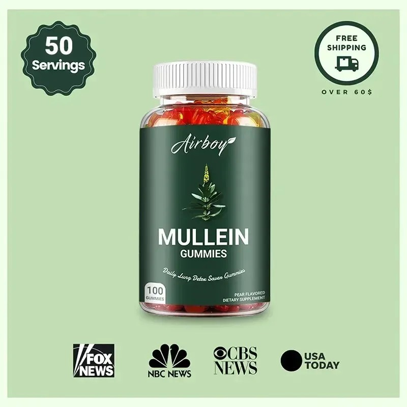 Gomitas De Mullein Alivio, Digestión Y Limpieza Pulmonar Verde
