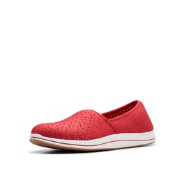 Clarks CloudSteppers Women's Breeze Emily Loafer, Cherry Textile, 5 Medium US