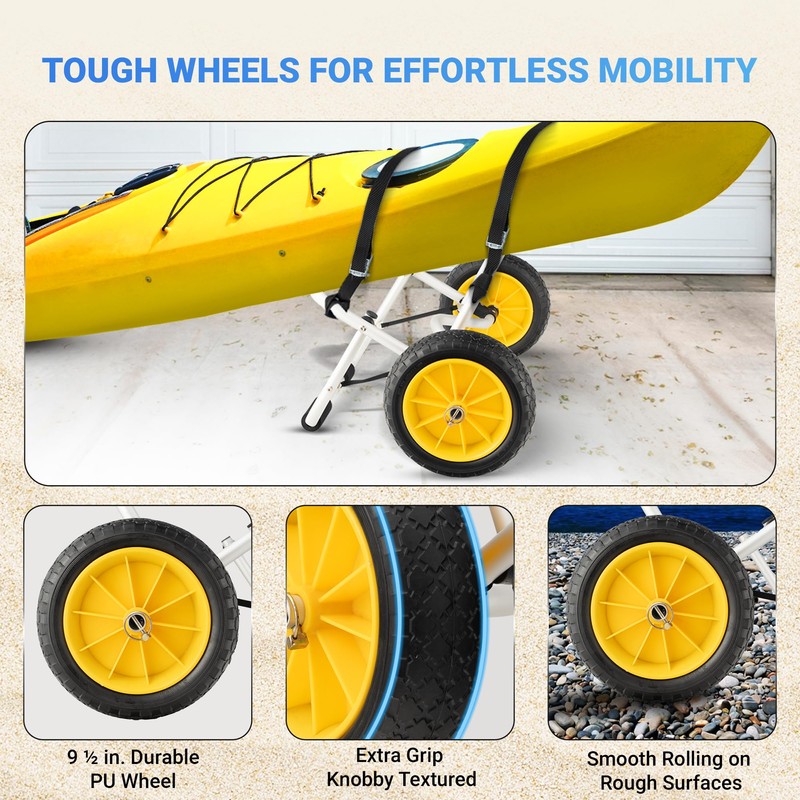 Yes4All Kayak Cart U-Shape Aluminum, 200lbs Capacity Kayak Dolly with