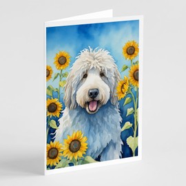 Caroline's Treasures Komondor in Sunflowers Greeting Cards Pack of 8 Blank Cards with Envelopes Whimsical A7 Size 5x7 Blank Note Cards