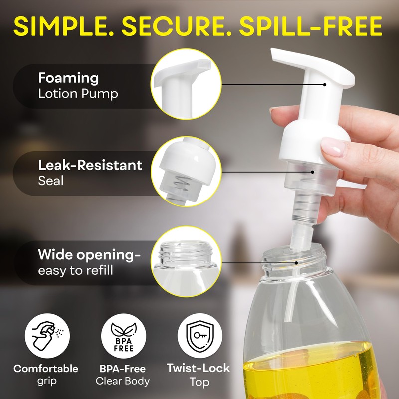 BRIGHTFROM Foaming Soap Dispenser Pump Bottles, BPA Free Empty Refillable