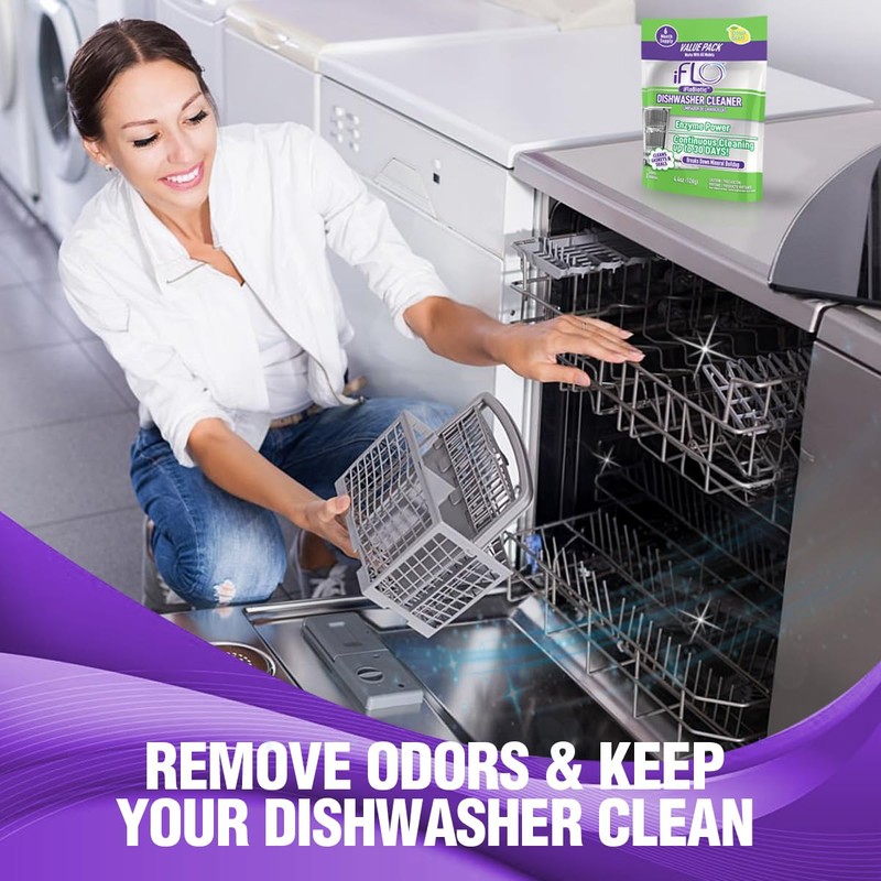 iFLO Dishwasher Cleaner Tablets with iFLObiotic – Deep Cleaning Dishwasher