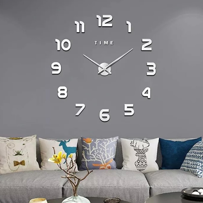 3D Number Large Wall Clock Silent Simple Fashionable Decorative Numeral