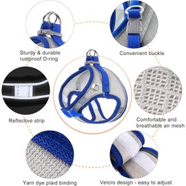 Dog Harness with Leash Set, Step-in Breathable Puppy Cat Dog Vest Harnesses, No Pull Adjustable Reflective Puppy Harness with Soft Padded Vest for Extra-Small/Small Medium Large Dogs and Cats
