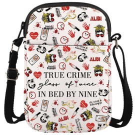 WCGXKO True Crime Gift Wine Lover Gift True Crime Glass Of Wine In Bed By Nine Zipper Messenger Bag (TRUE CRIME CR)
