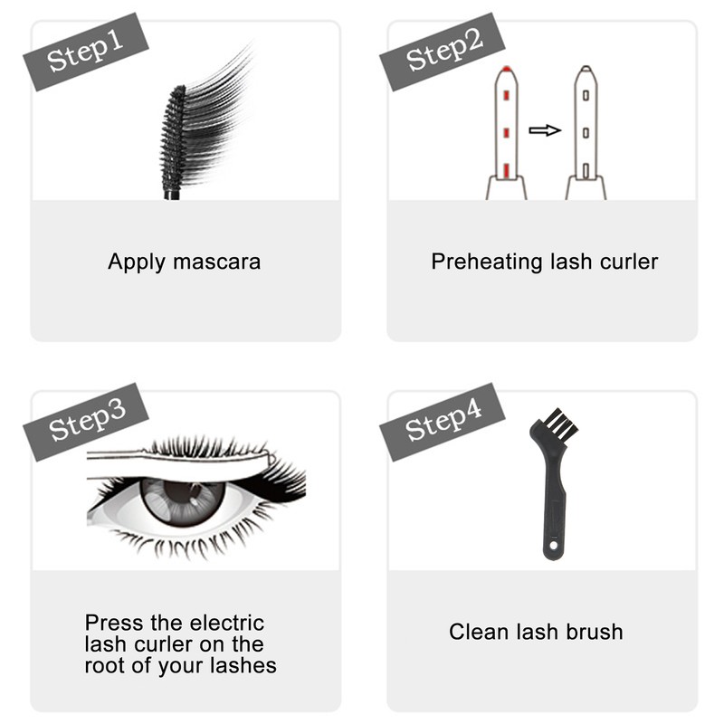 Electric Heated Eyelash Curler 4 Gears Heating Quickly USB Rechargeable