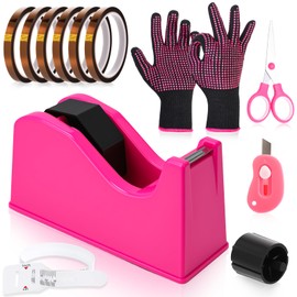 libfrnt 12 Pcs Heat Tape Dispenser Set, Sublimation Tape Dispenser Heat Resistant Gloves with Silicone Bumps 6 Pcs Heat Tape for Sublimation Mini Cutter Measuring Ruler Scissor for Office Home