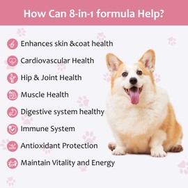 NooraTail NooraTail 8-in-1 Dog Multivitamin Health Supplement for Joint, Muscle, Cardiovascular, Skin, Gut & Immune System Health-With Vitamins, MSM, Minerals, Hyaluronic Acid & Glucosamine Chondroitin-50 Chews