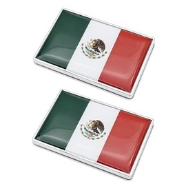 2 calcomanías cromadas con la bandera de México, 2.3 x 1.6 pulgadas, calcomanías de metal para camionetas, emblema patriótico del coche