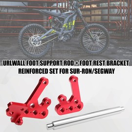 JESTOP Motorcycle Foot Rest Brackets, Reinforced CNC Billet Aluminum Foot Peg Pedal Bracket Kit & Foot Support Rod for Sur-Ron Light Bee Segway (Red)