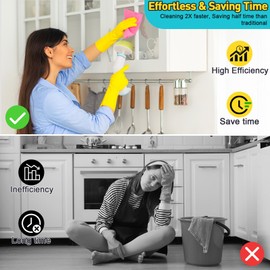 Palksky Electric Wand Compatible with Scrub Daddy/Mommy Sponges, Smile Sponge Dish Wand with Handle, 4 Replaceable Brush Heads, Smiley Sponge Handle for Cooker, Oven, Stove, Sink, Reduce Hand Fatigue