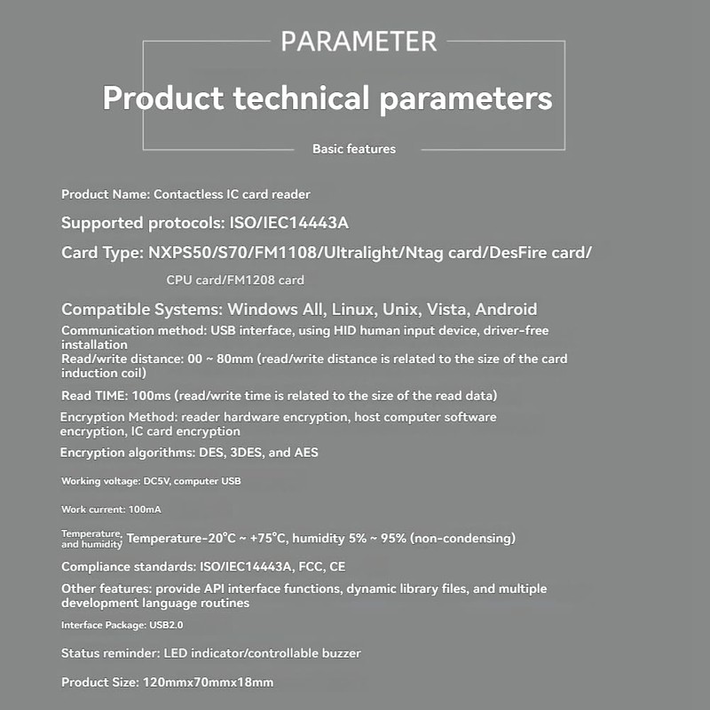 Snblzhef USB RFID Reader IC Card Reader NFC Card Reader