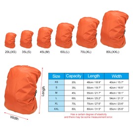 PATIKIL 35L Waterproof Backpack Rain Cover, Oxford Cloth Backpack Cover Anti-Slip Cross Buckle Straps for Hiking Camping Traveling, S, Orange
