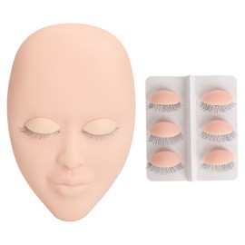 Lash Mannequin Face 3 Pairs Removable Eyelids Eyelash Extension Practice False Face for Beginners Pink