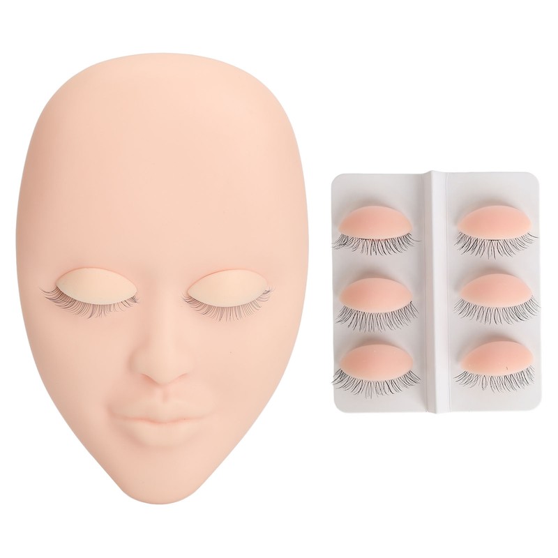 Lash Mannequin Face 3 Pairs Removable Eyelids Eyelash Extension Practice