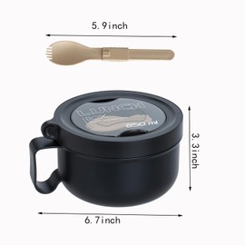 OZY Microwave Bowl Set with Lids and Handles,Ramen Noodles Cup Mug for Instant Noodles,Oatmeal,Salad,Soup,Cereal,Ideal for Home,Office, Dorm,BPA-Free (Black Beige)