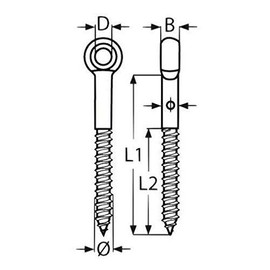 Heavy Duty 4 x Marine Grade Stainless Steel lag Screws Lifting Eyebolts Eye Bolt 8/60mm