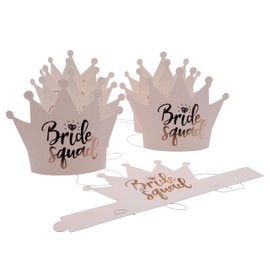 Bride Squad Hen Night Party Paper Crown Bridal Party Shower Do Bride to be Pack 8 x of Pink with Rose Gold Writing