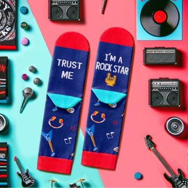 Zmart Funny Rock Gifts for Men - Rock and Roll Socks for Rock Lovers, Music Gifts Teens