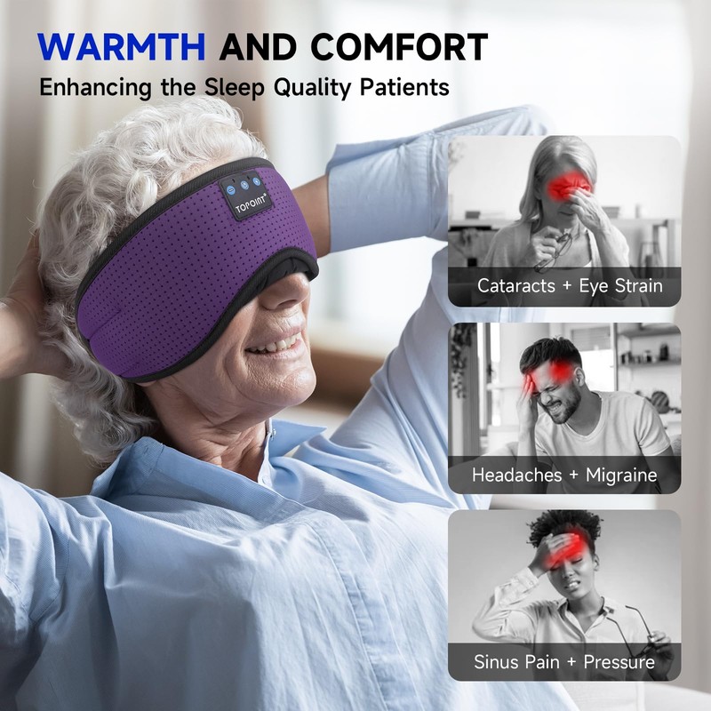 TOPOINT Sleep Mask Headphones Bluetooth Wireless 5.4, Breathable Cotton Eye