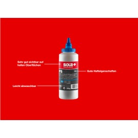 Sola CPB Chalk Blue – Capacity 230 g – Chalk Line Powder Blue, Replacement Chalk for Chalk Line – Very Visible on Light Surfaces – Good Adhesion Properties – Easy to Wipe Clean