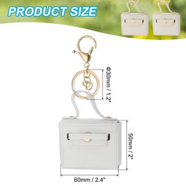 PATIKIL PU Leather Handbag Keychain, Coin Purse Keychain Earphone Pouch Handbag Decoration Purse Charm Cute Pendant Keychain, White