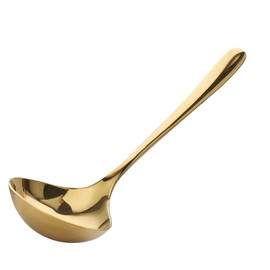 Soup Ladle, Stainless Steel Ladle, Kitchen Gold Ladle with Long Handle for Soups, Sauces, 8 Inch
