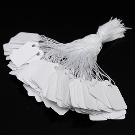 ESJNNK Price Tags 100pcs Price Tags Price Tags Cards Luggage Hang Tags with Thread Kraft Paper Necklace Bracelet Jewelry Accessories Watch Labels for Photography Decoration (White, 35mm*22mm)