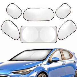 ROUDJER 6pcs Universal Car Window Shade, Foldable and Portable Windshield Sun Shade with Storage Bag and 12 Suction Cups for Blocks UV Light and Sun Rays (Silver)