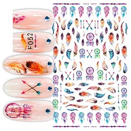 Trendy Boho Inspired Nail Sticker Decals Arrows Feathers Dream Catchers Pastel Pink, Purple, Blue