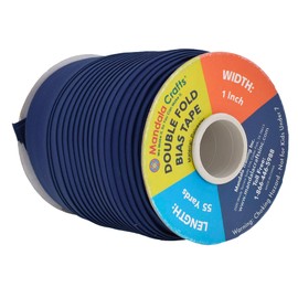 Mandala Crafts Double Fold Bias Tape for Sewing - 55 Yds Navy Blue Bias Tape Double Fold 1 Inch Hem Quilt Binding Navy Blue Seam Binding Tape - Fabric Piping Bias Binding Tape